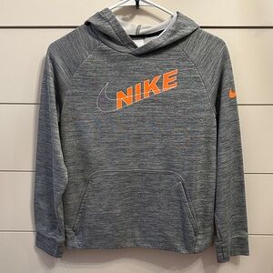Nike Boys Heather Gray Hoodie with Orange Accents